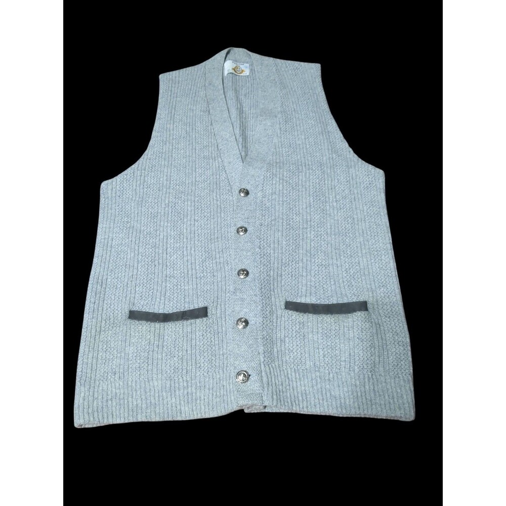 Puritan Grey Women's Small Sweater Vest 60's Vintage 85% Fine Wool 15% Acrylic